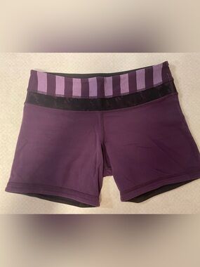 lululemon athletica Purple Striped Waist Bike Shorts